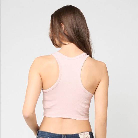 Karl Kani Slogan Rib Cropped Racer Top Ροζ